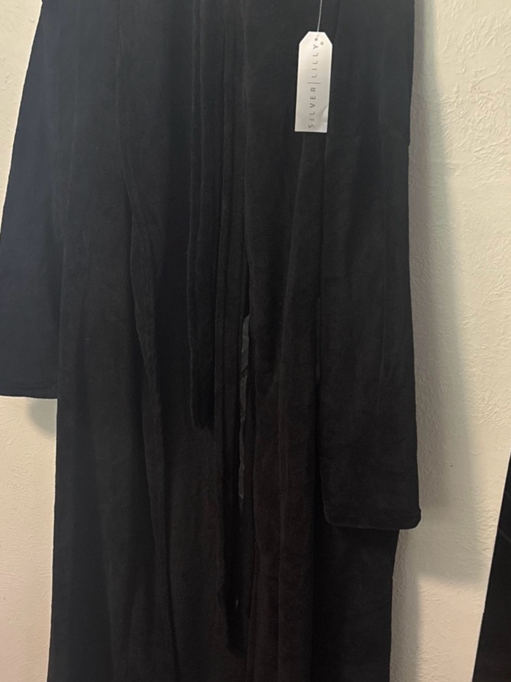 Black Long Plush Robe for Women S/M Plus